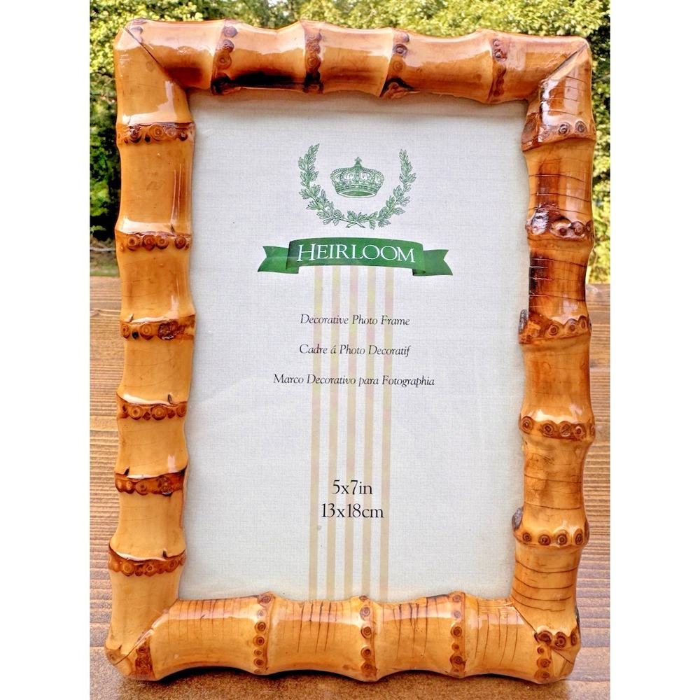 Bamboo Picture Frame 5x7 Faux Bamboo Wood Easel Wall Hollywood Regency